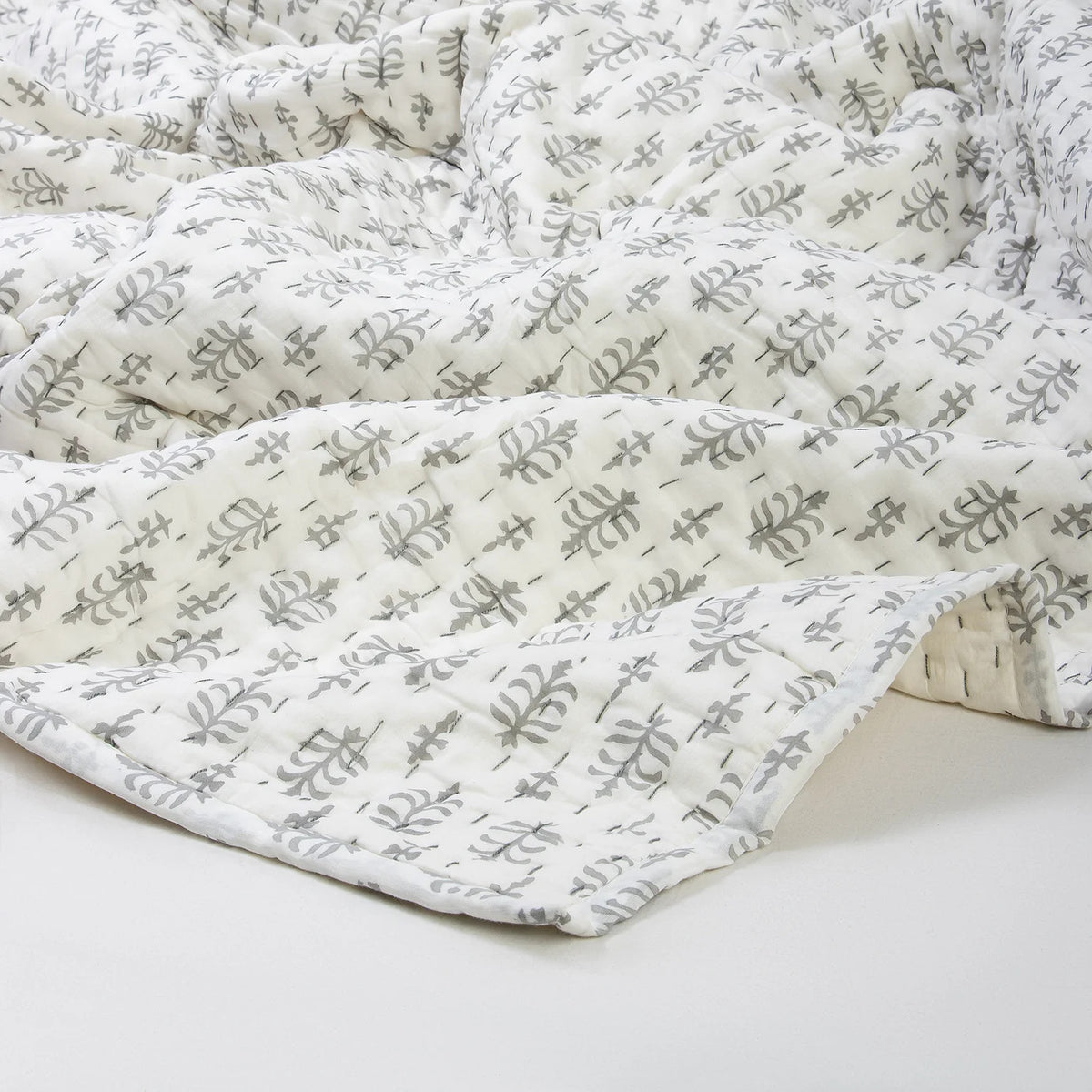 Premium Grey Booty Print Kantha Winter Blanket