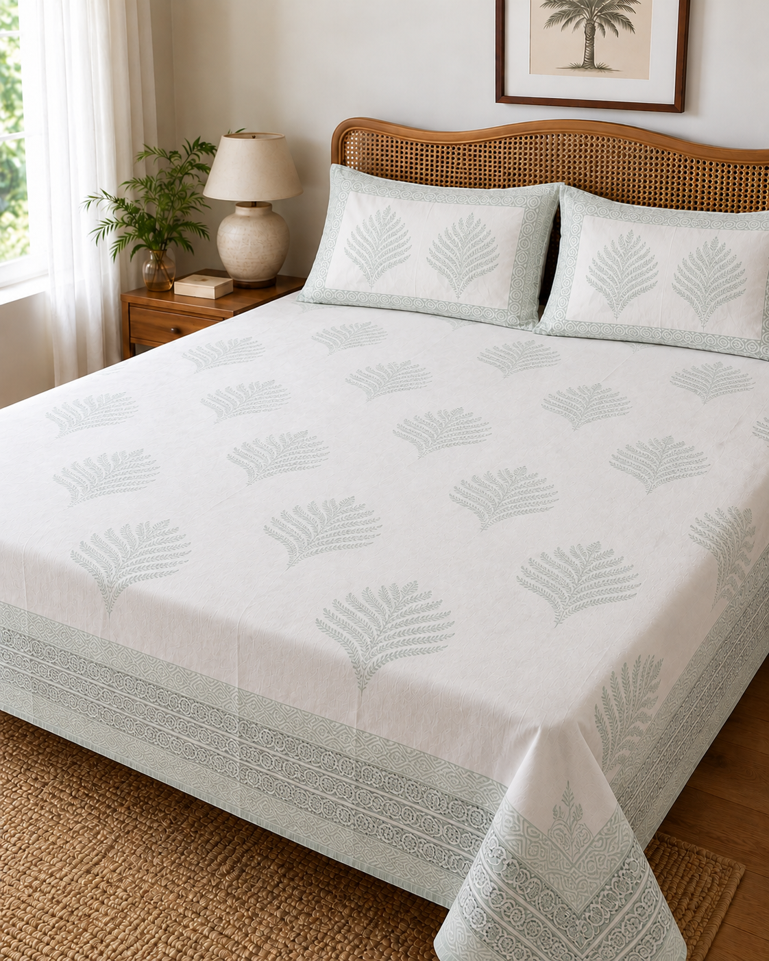 White Meadow Cotton Bedsheet Set – Super King Size