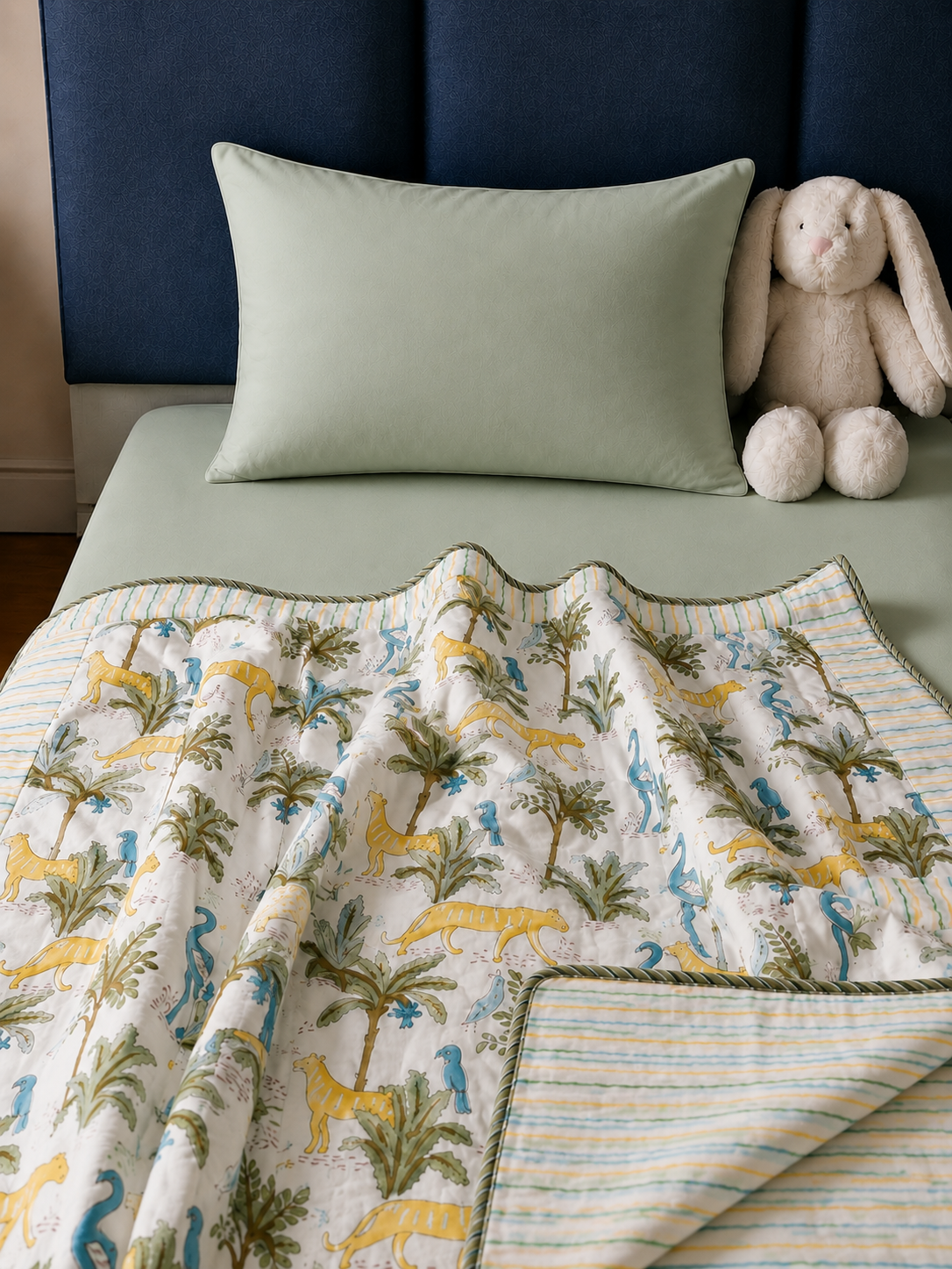 Jungle Adventure Cotton Reversible Quilted Kids Blanket