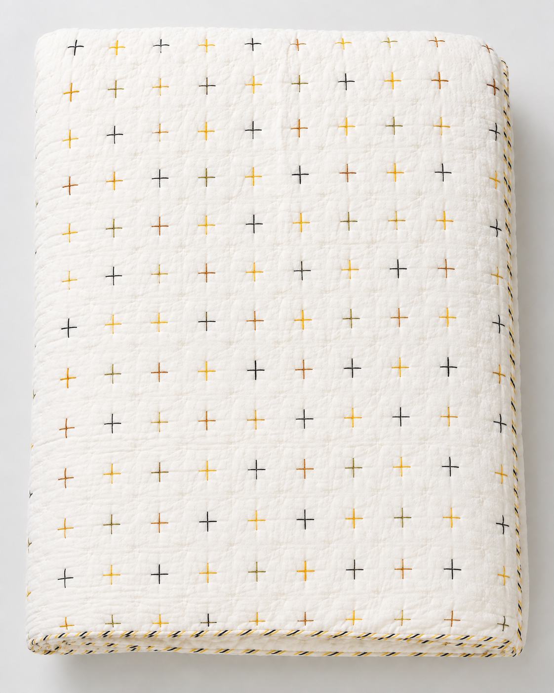 Premium Handmade Organic Solid Kantha Blanket Quilt