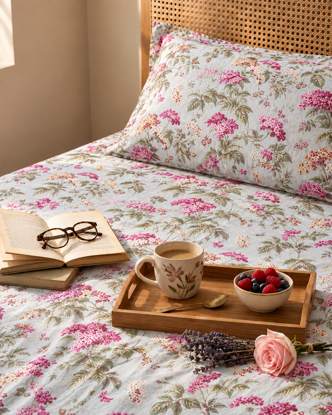 Floral Botanical Print Cotton Bedsheet