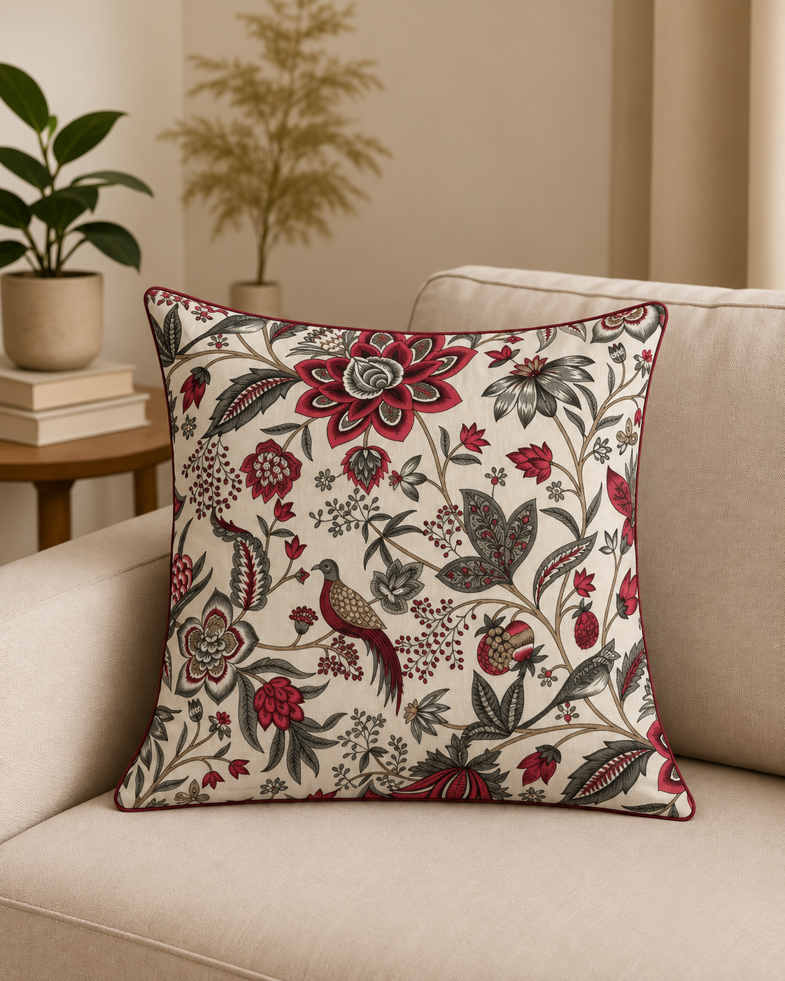 Heritage Botanical & Bird Cushion Covers – Set of 5