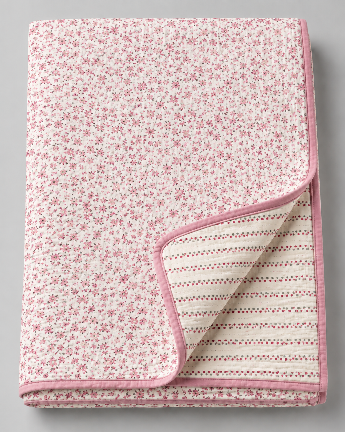 Pink Floral Reversible Double Bed Dohar