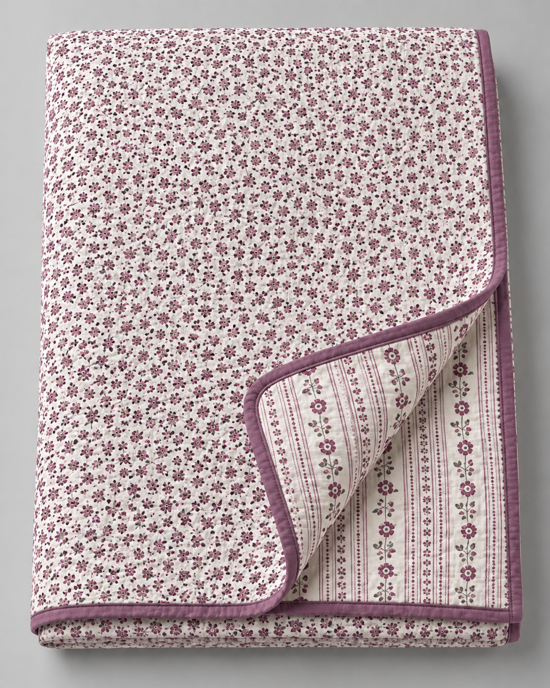 Purple Floral Reversible Double Bed Dohar