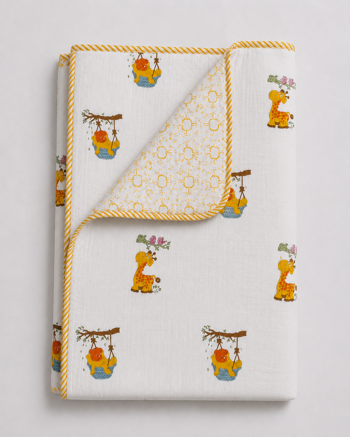 Little Safari Hand Block Printed Pure Cotton Kids Dohar – Reversible