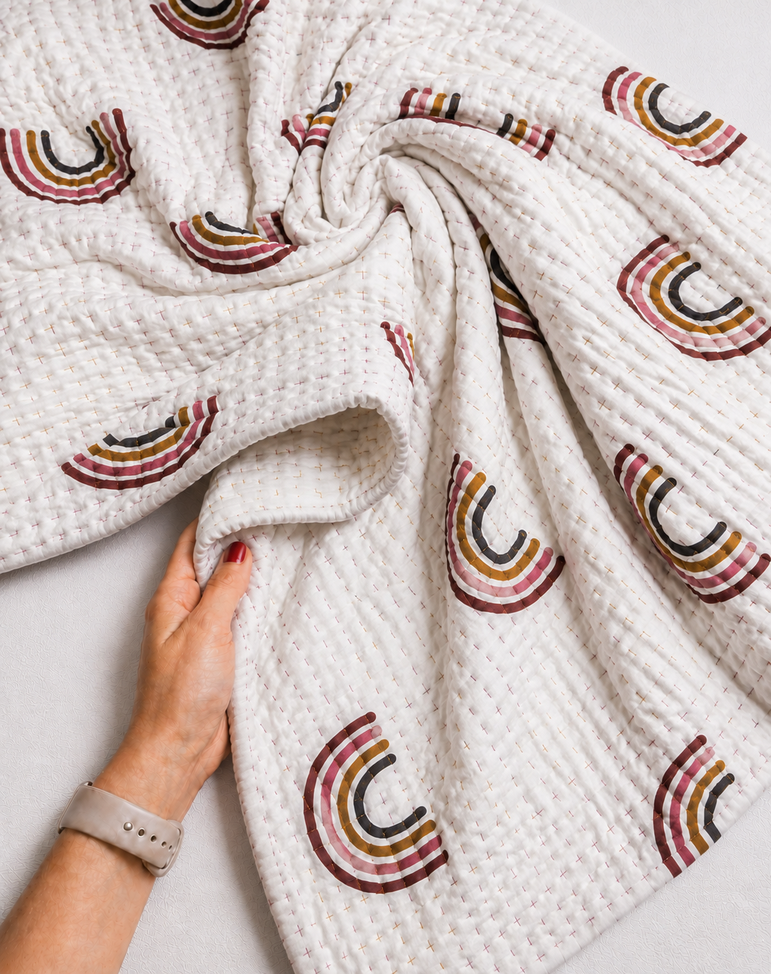 Baby Kantha Quilts Rainbow Baby Kantha Quilt