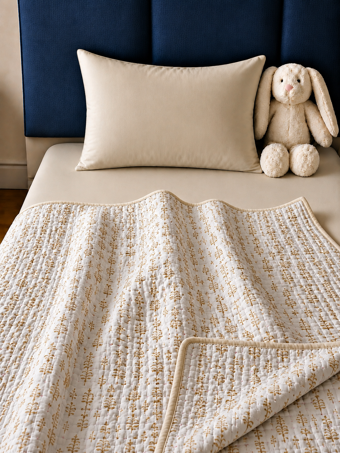 Baby Kantha Quilts Golden Motif Kantha Quilt