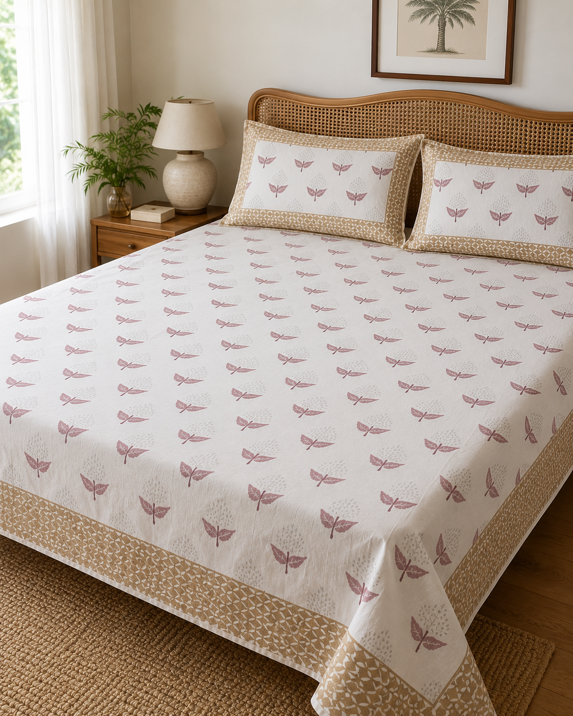 Elegant Floral Print Cotton Bedsheet