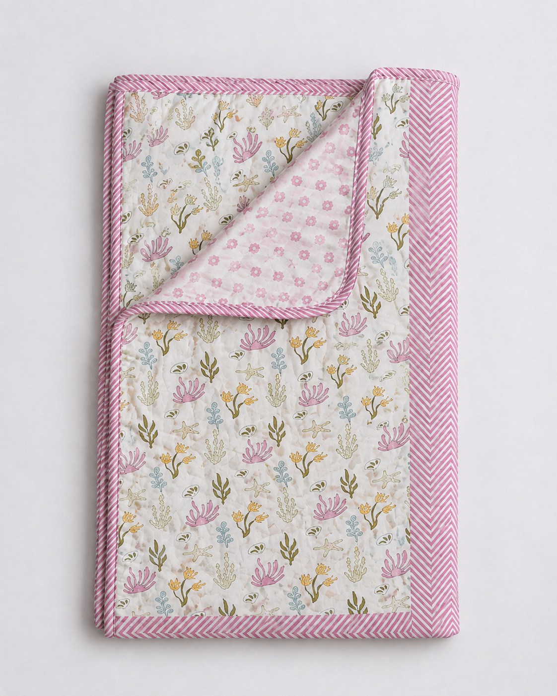Little Meadow Hand Block Printed Pure Cotton Kids Dohar – Reversible