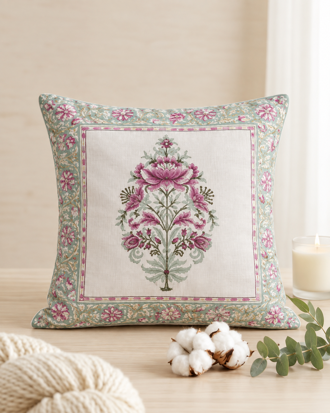 Floral Medallion Printed Cushion Covers – Set of 5