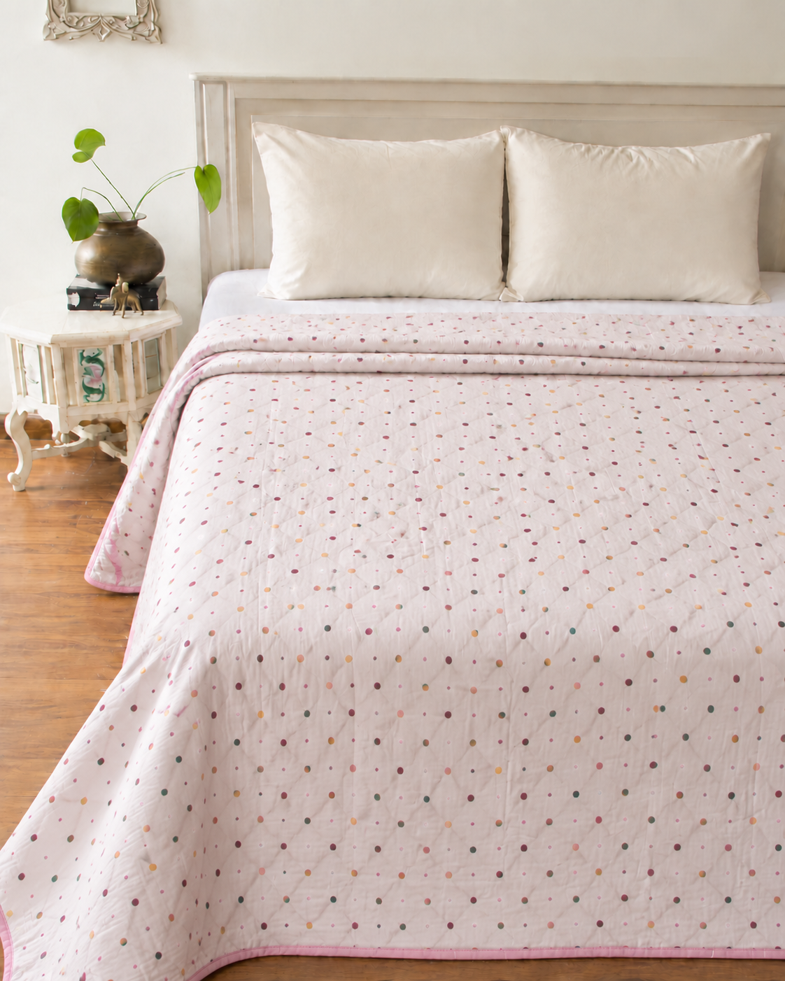 Multicolor Dot & Stripe Reversible Double Bed Dohar