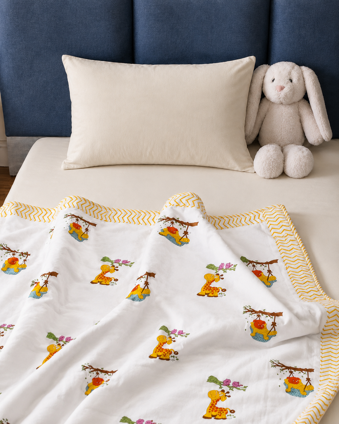 Little Safari Hand Block Printed Pure Cotton Kids Dohar – Reversible