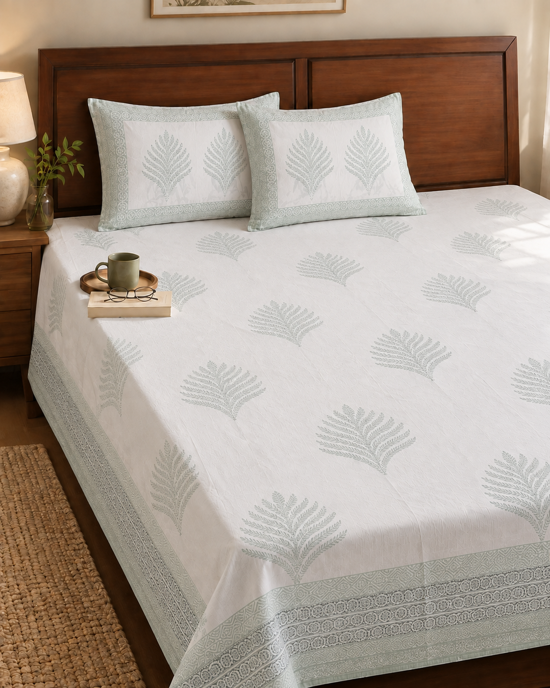 White Meadow Cotton Bedsheet Set – Super King Size