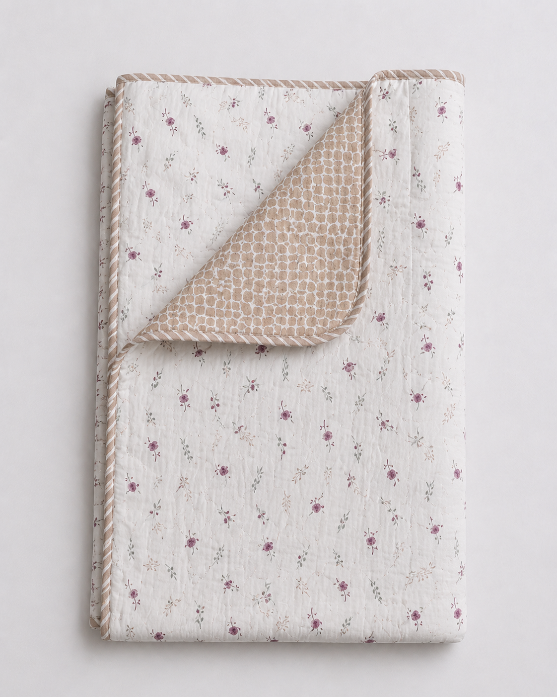 Wildflower Whisper Hand Block Printed Cotton Single Bed Dohar (Pair of Two)