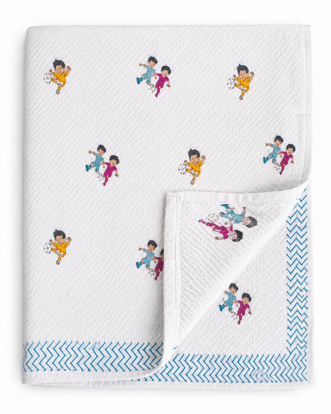 Kids Soccer Waffle Cotton Kids Towel
