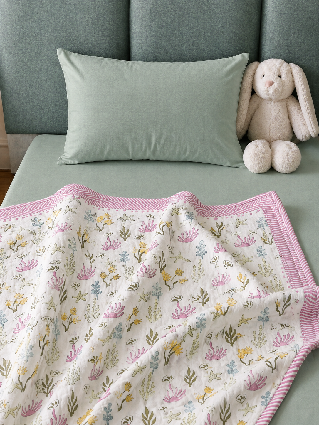 Little Meadow Hand Block Printed Pure Cotton Kids Dohar – Reversible
