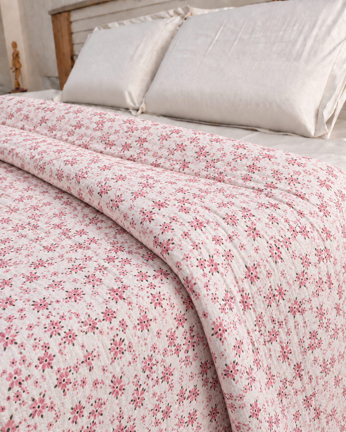 Pink Floral Reversible Double Bed Dohar