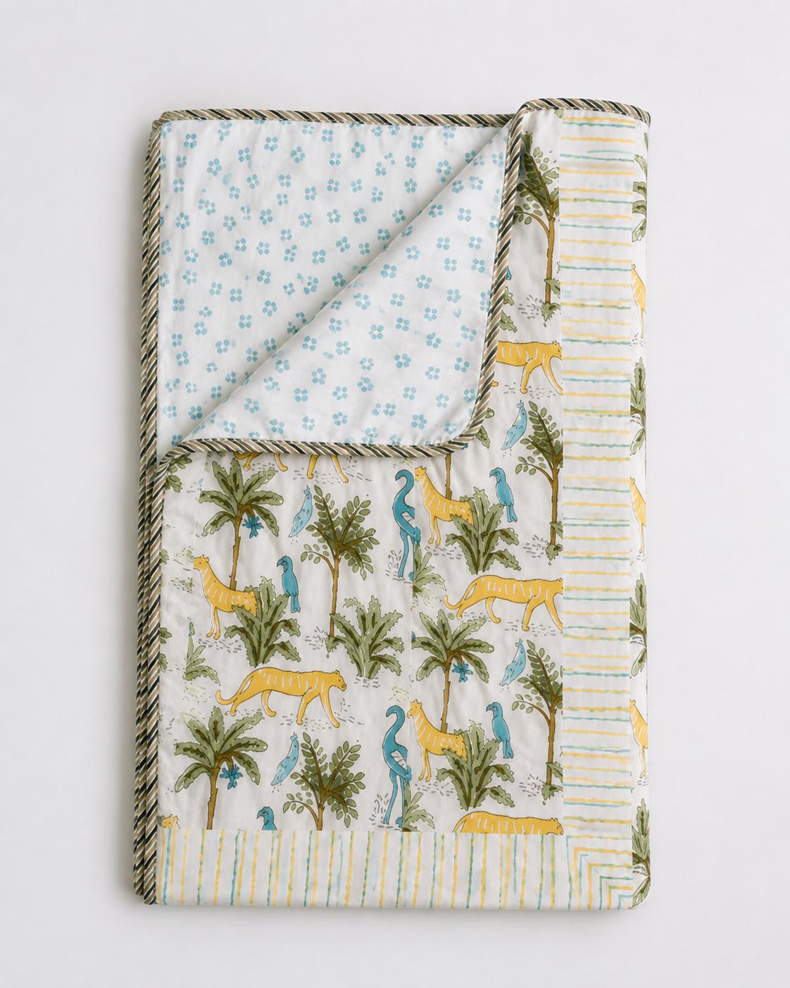 Jungle Adventure Cotton Reversible Quilted Kids Blanket