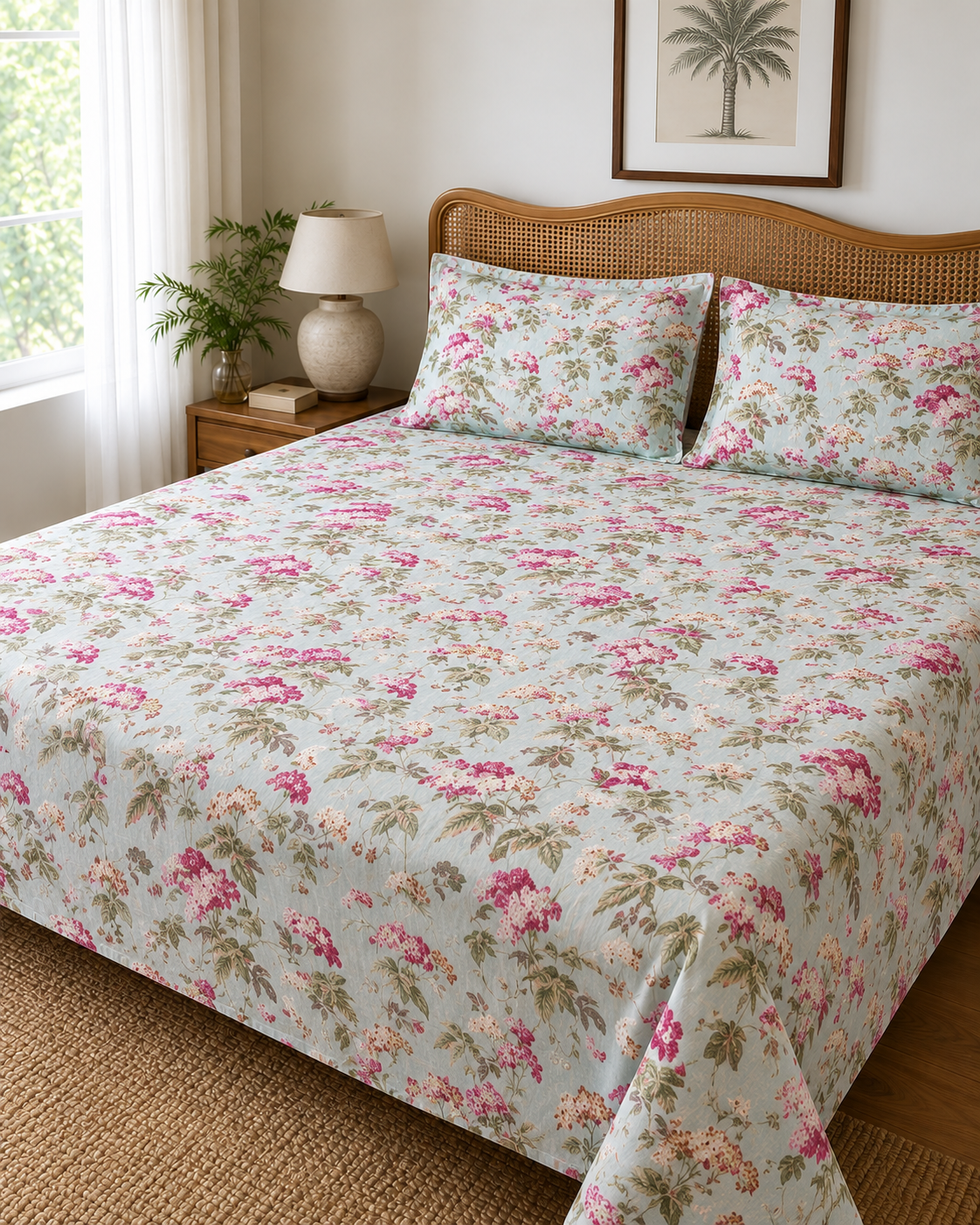 Floral Botanical Print Cotton Bedsheet