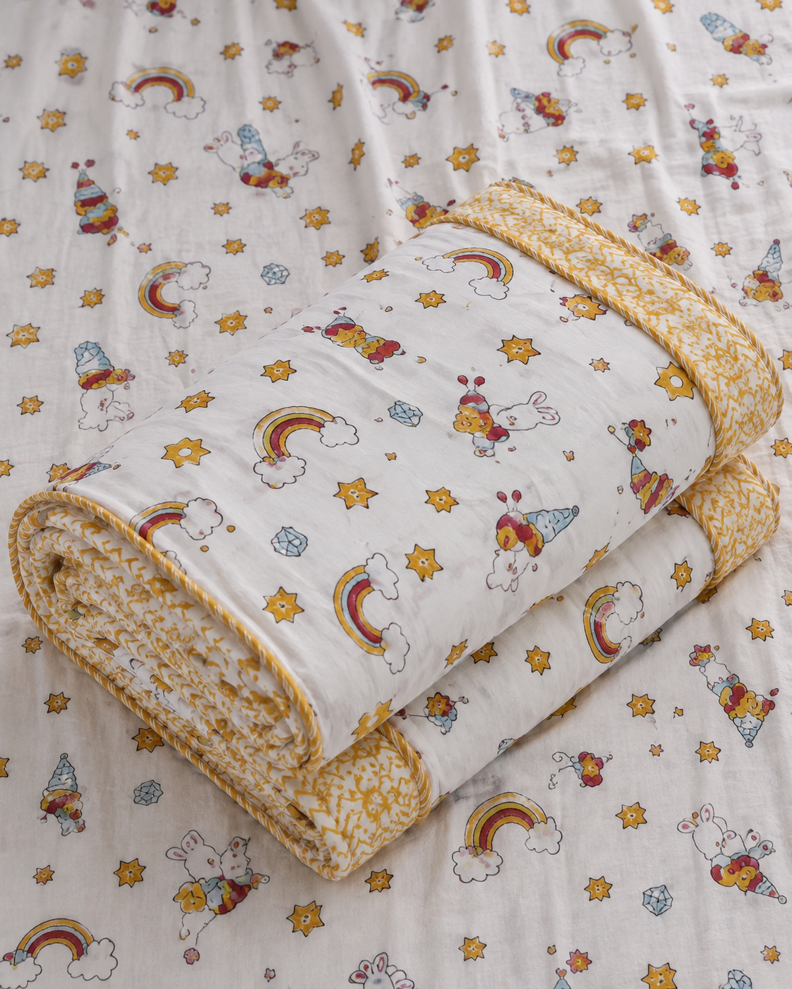 Rainbow Dreams Cotton Quilted Kids Blanket