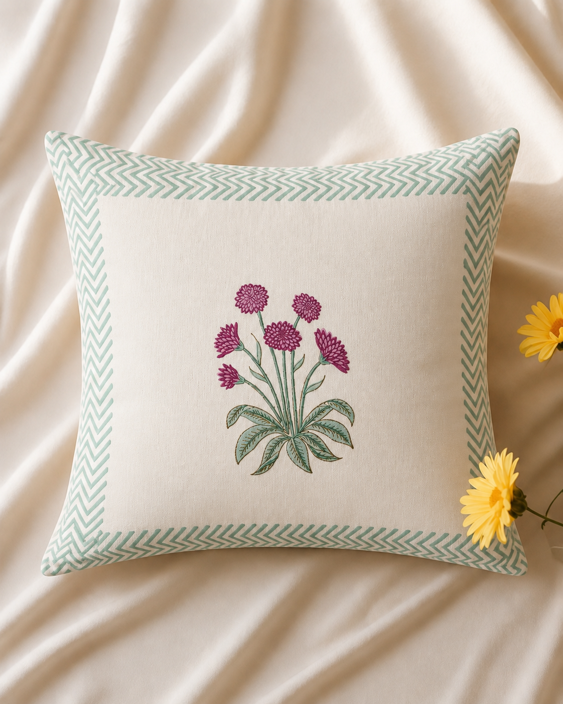 Ivory Blossom Cotton Cushion Covers – Set of 5