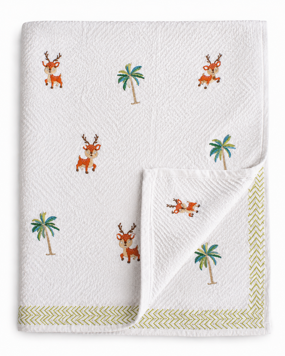 Tropical Tails Hand Block Printed Waffle Cotton Kids Towel