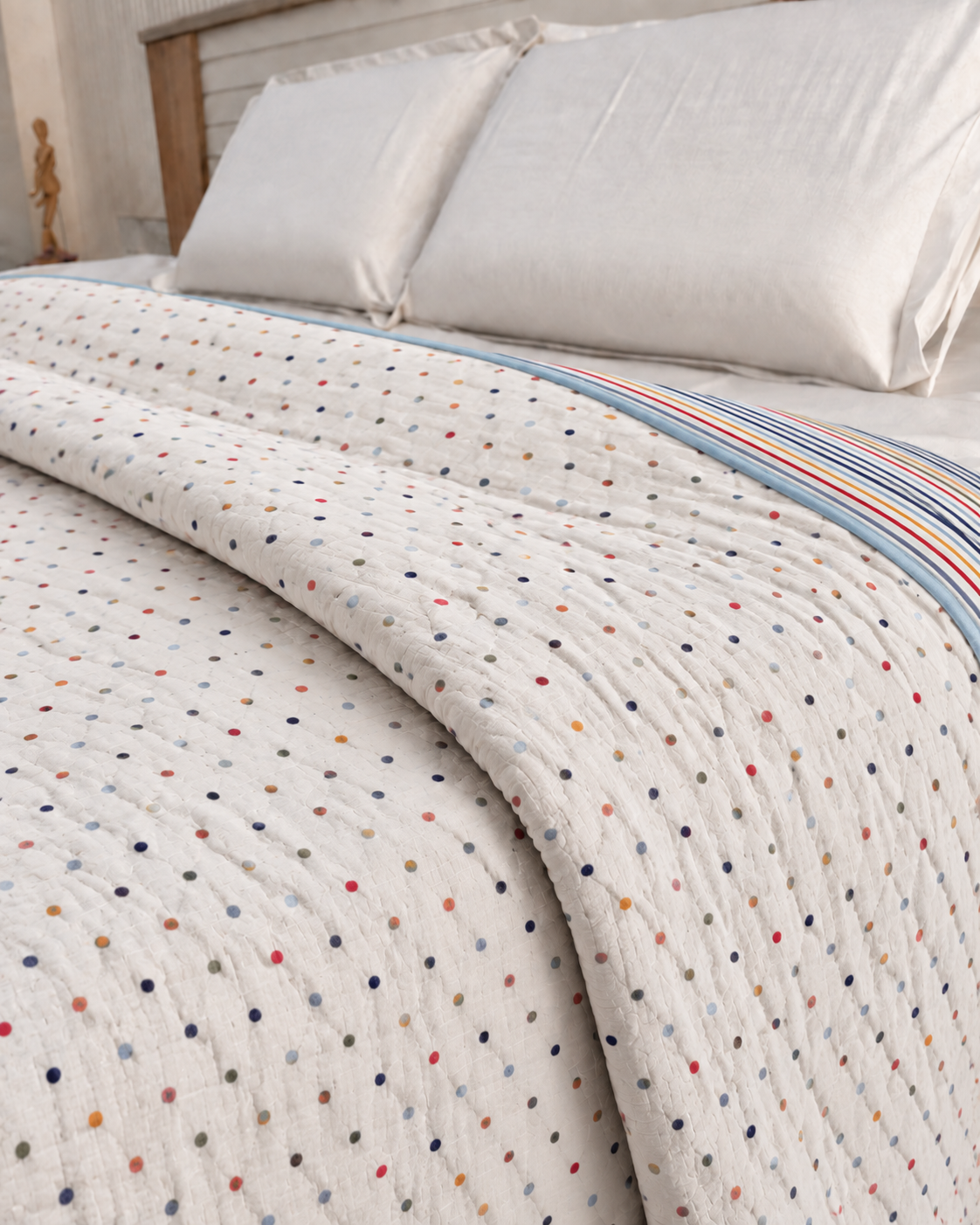 Multicolor Polka Dot Reversible Double Bed Dohar