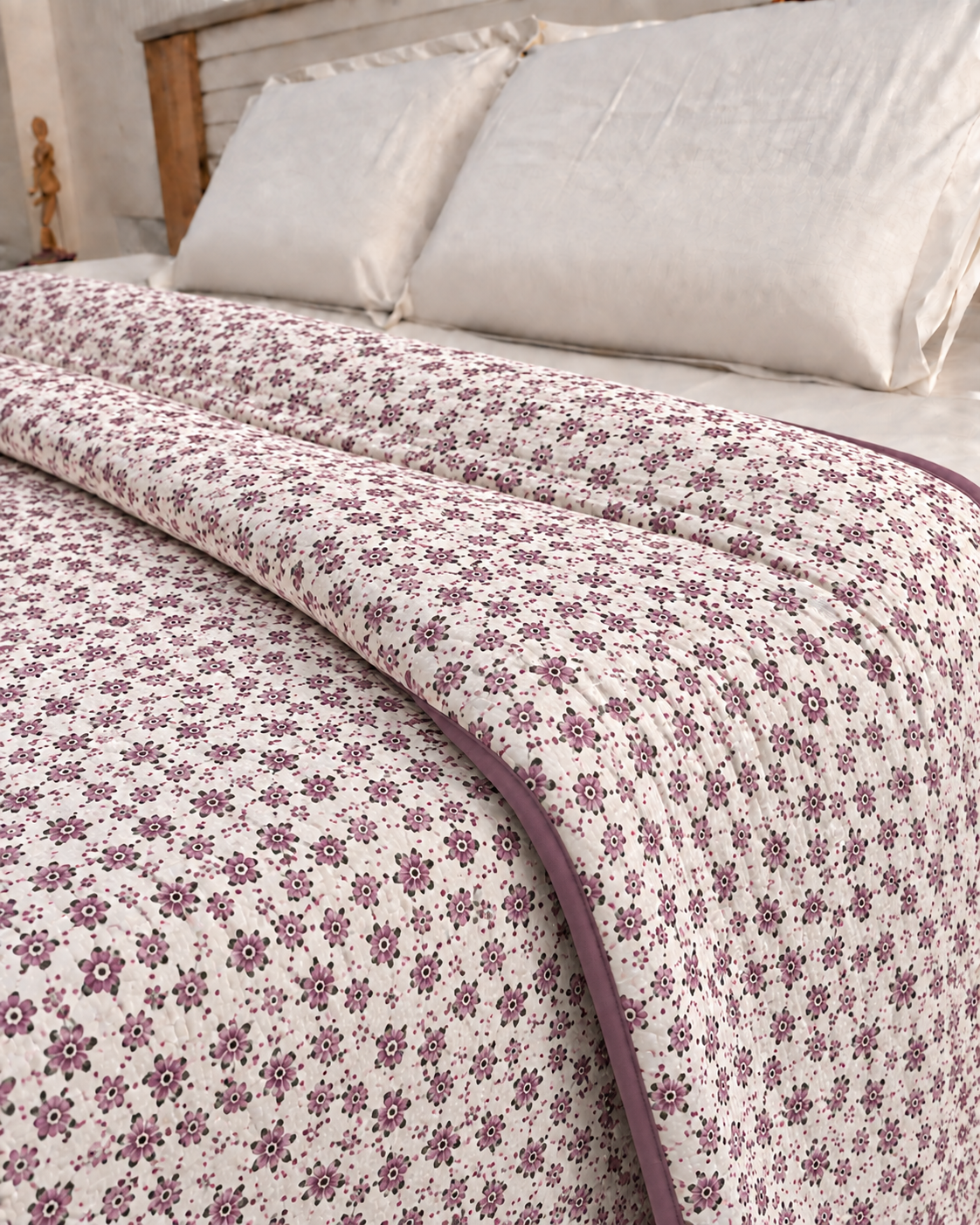 Purple Floral Reversible Double Bed Dohar