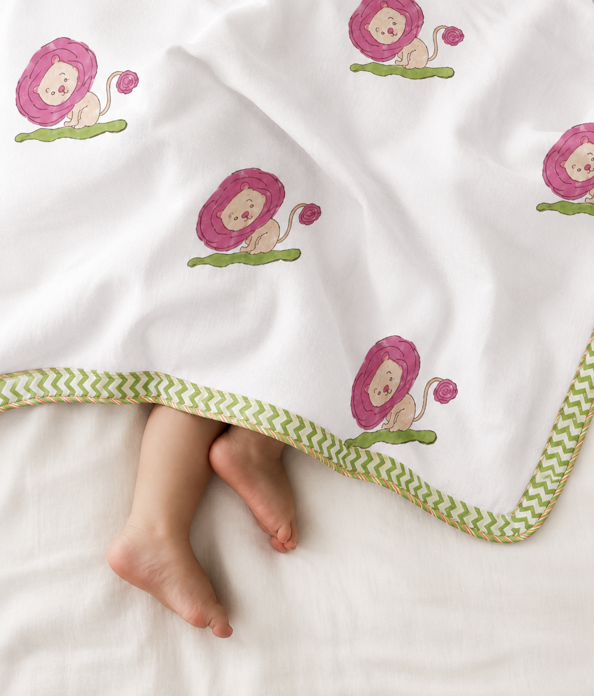 Blush Blossom Hand Block Printed Pure Cotton Kids Dohar – Reversible
