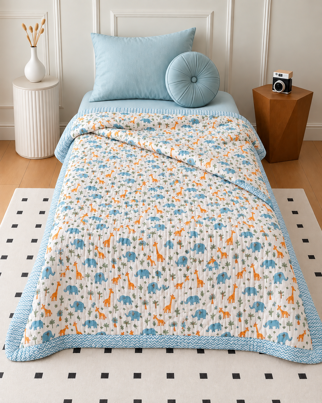 Jaipuri Jungle Friends Kids Quilt