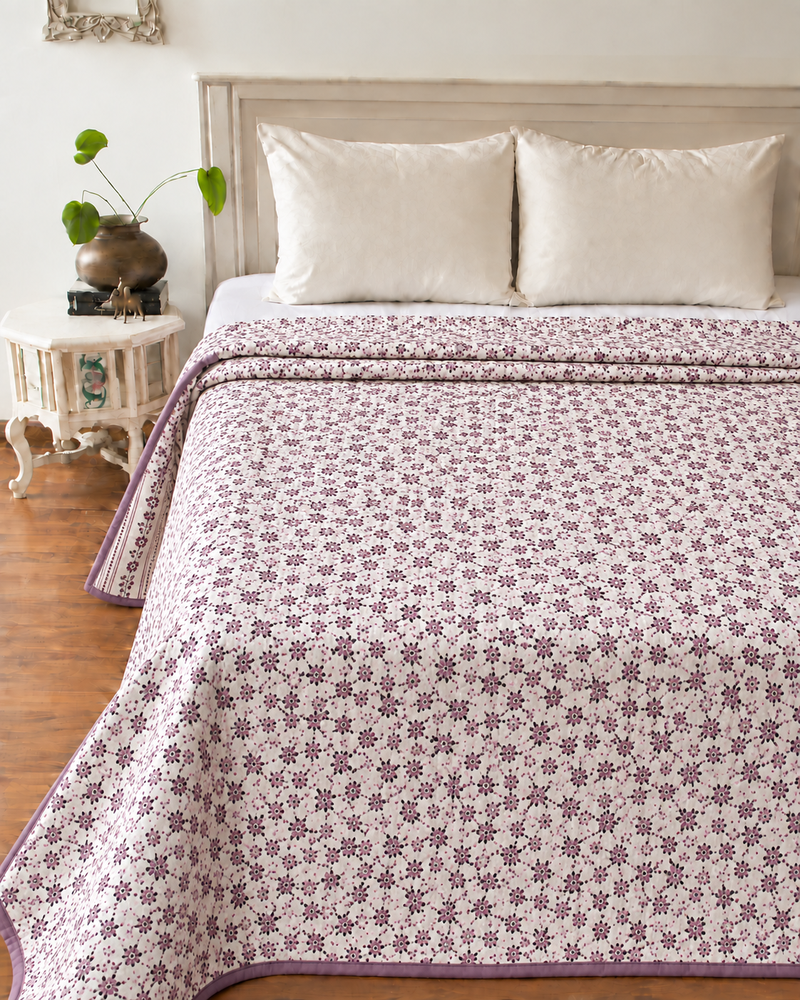 Purple Floral Reversible Double Bed Dohar