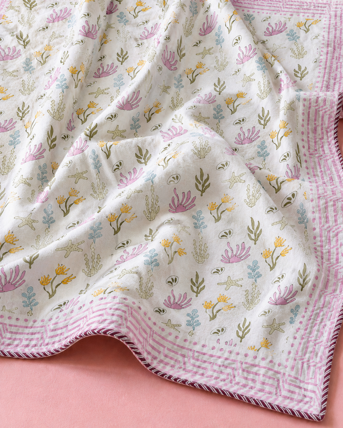 Little Meadow Hand Block Printed Pure Cotton Kids Dohar – Reversible