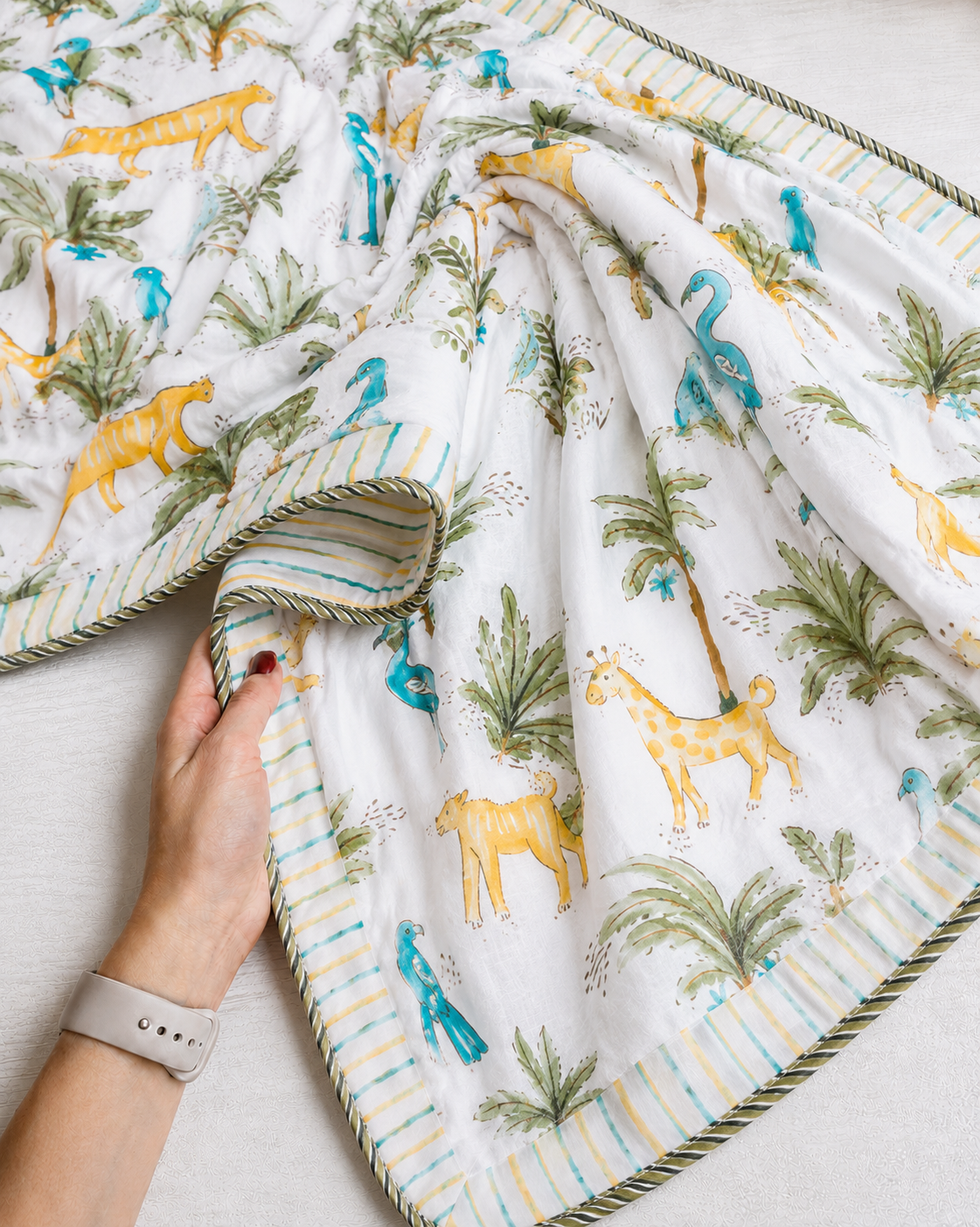 Jungle Adventure Cotton Reversible Quilted Kids Blanket