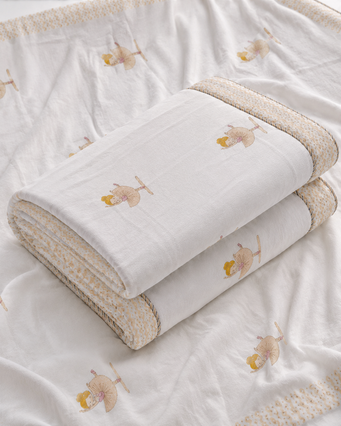 Ballerina Dreams Reversible Cotton Kids Blanket With Floral Reverse