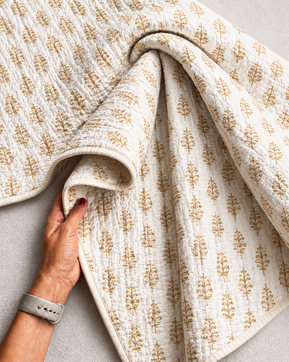 Baby Kantha Quilts Golden Motif Kantha Quilt