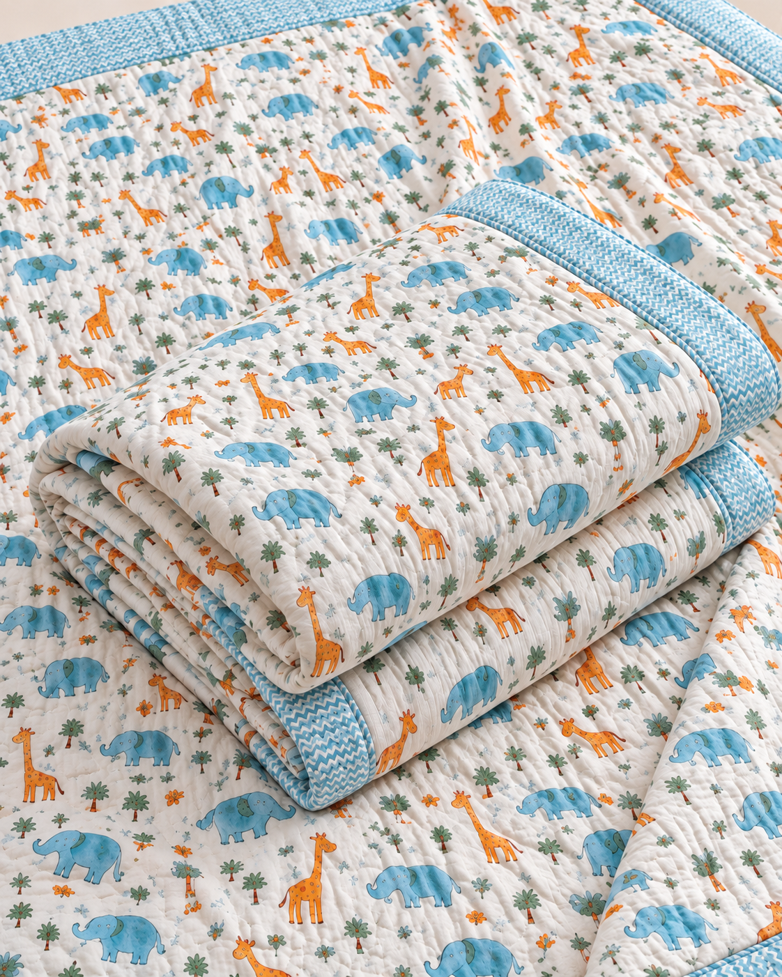 Jaipuri Jungle Friends Kids Quilt