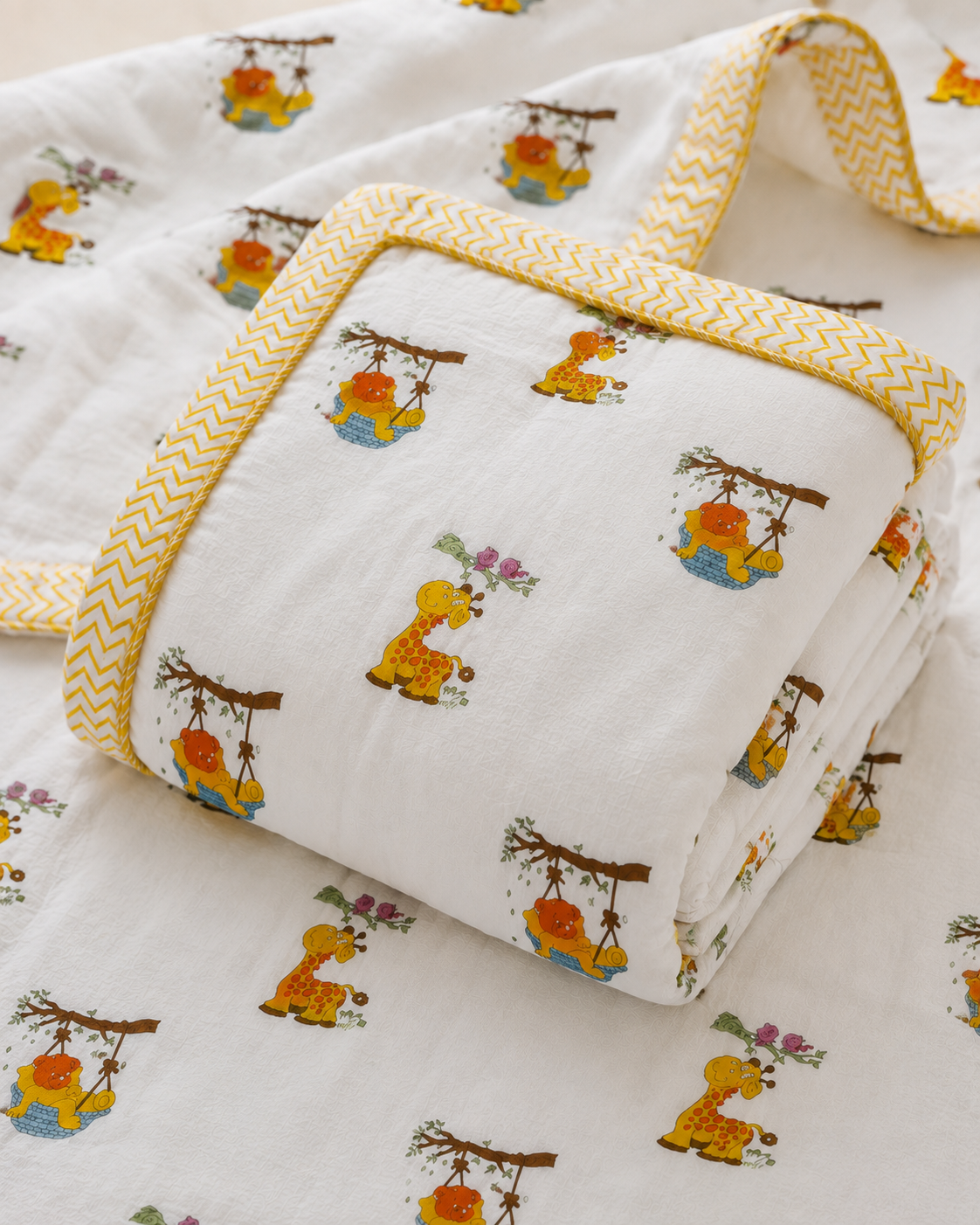 Little Safari Hand Block Printed Pure Cotton Kids Dohar – Reversible