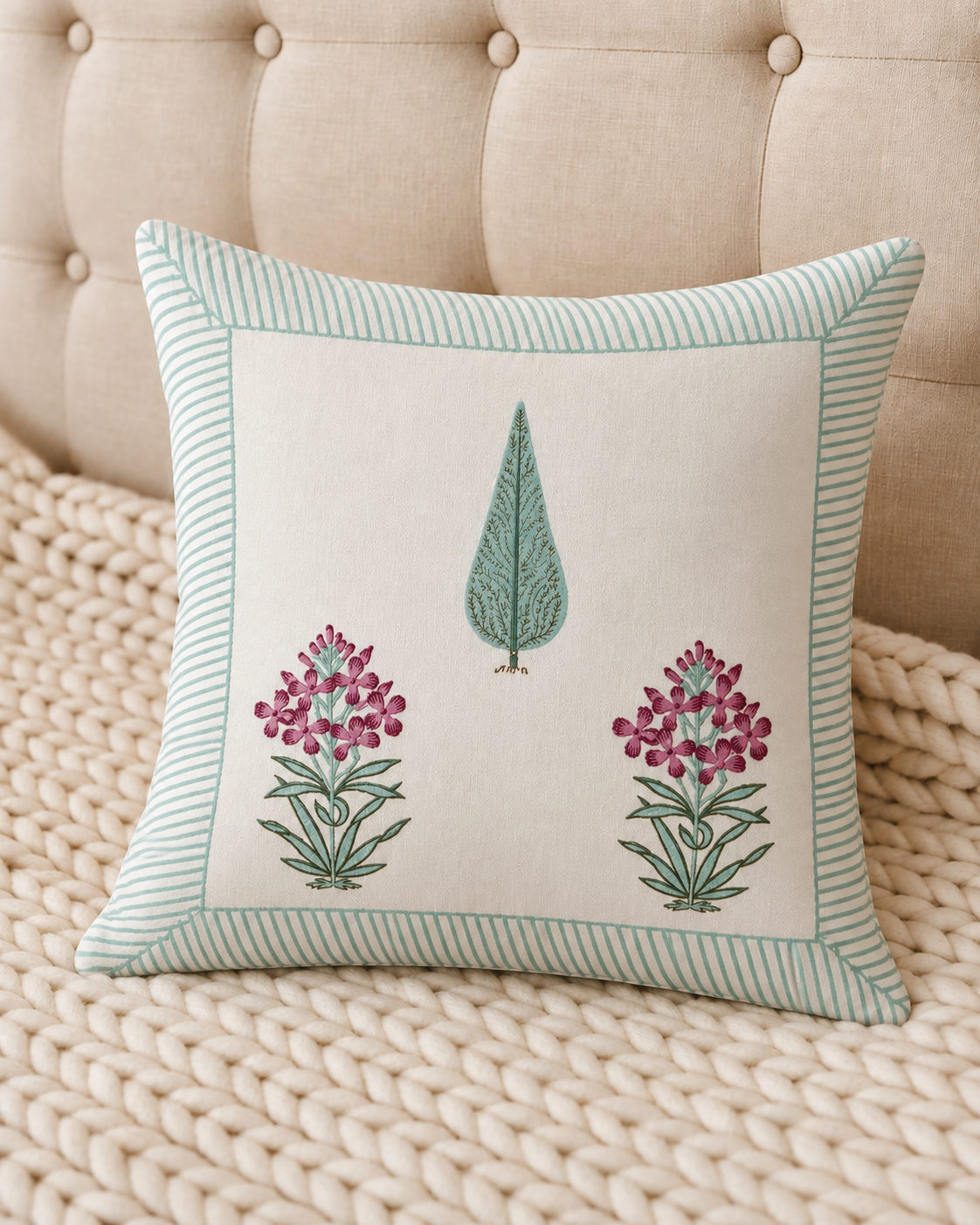 Ivory Bloom Cotton Cushion Covers – Set of 5