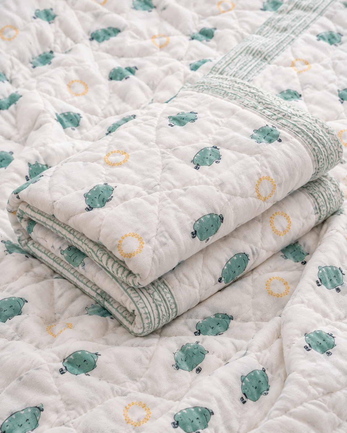 Cotton Shark Print Baby Quilt
