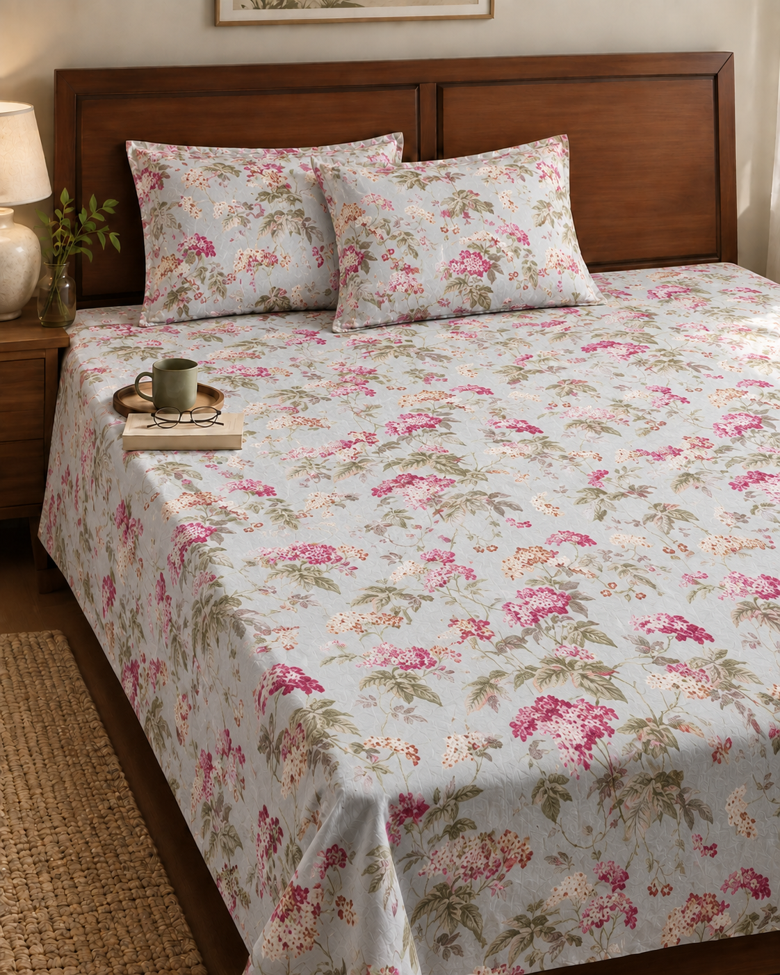 Floral Botanical Print Cotton Bedsheet