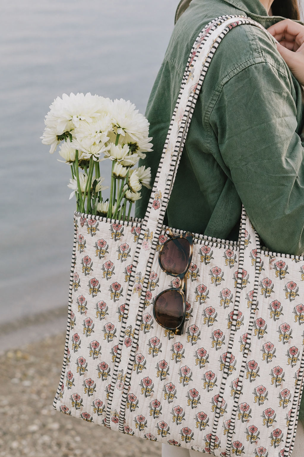 Blush Marigold Quilted Cotton Tote