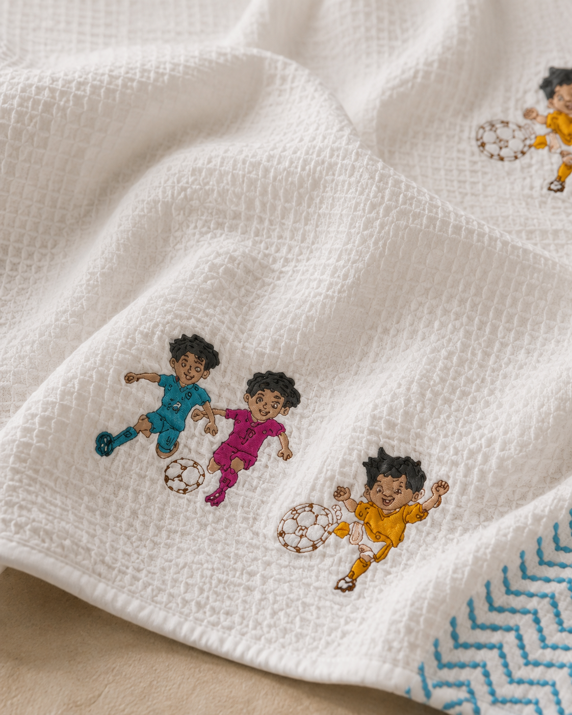 Kids Soccer Waffle Cotton Kids Towel