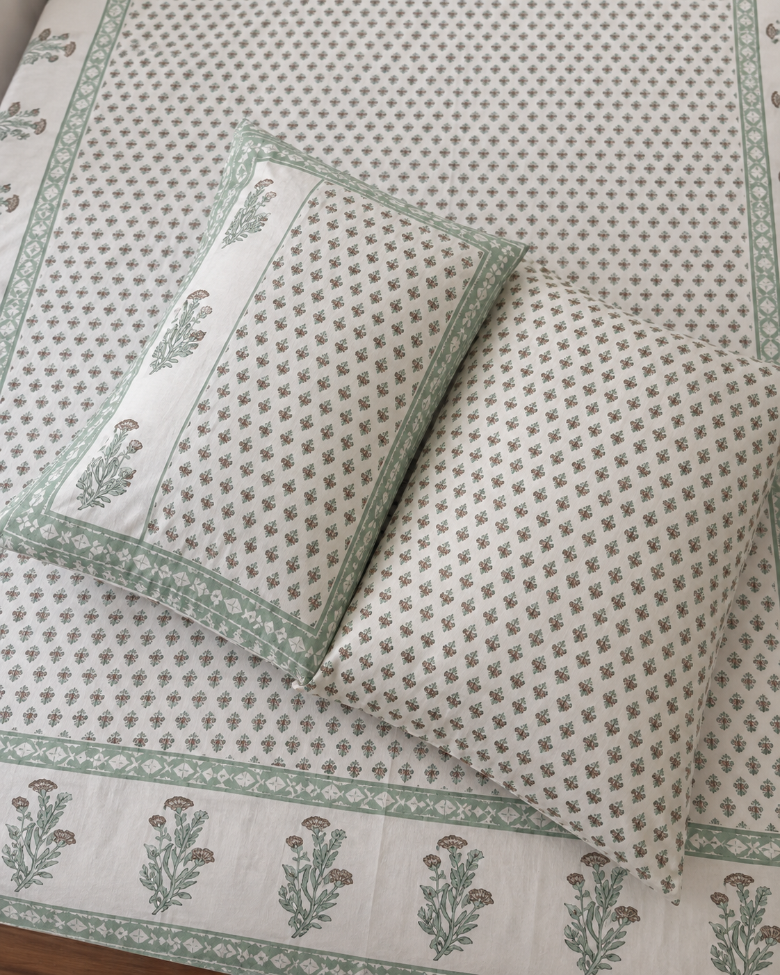 Elegant Floral Handblock Print Bedsheet