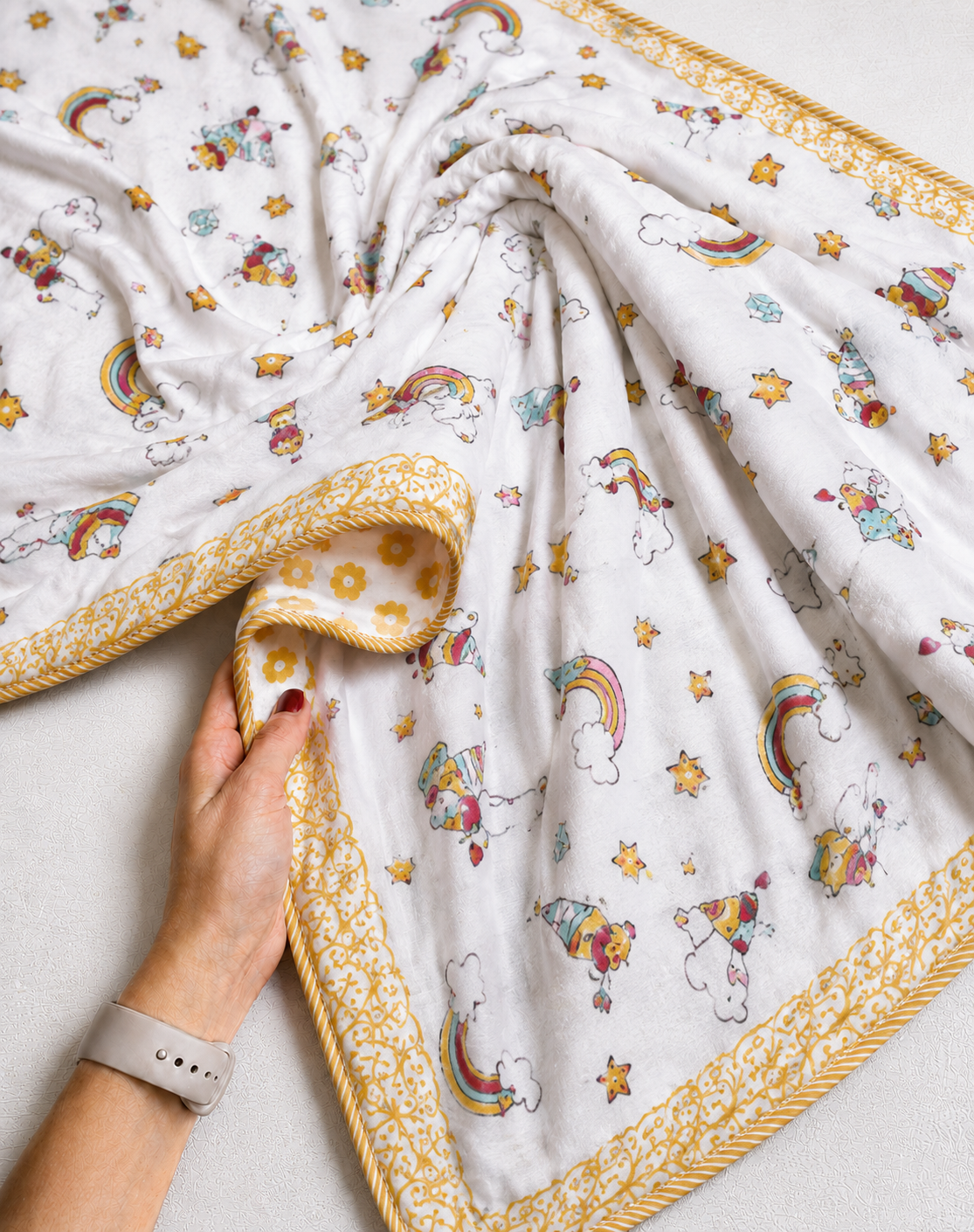 Rainbow Dreams Cotton Quilted Kids Blanket
