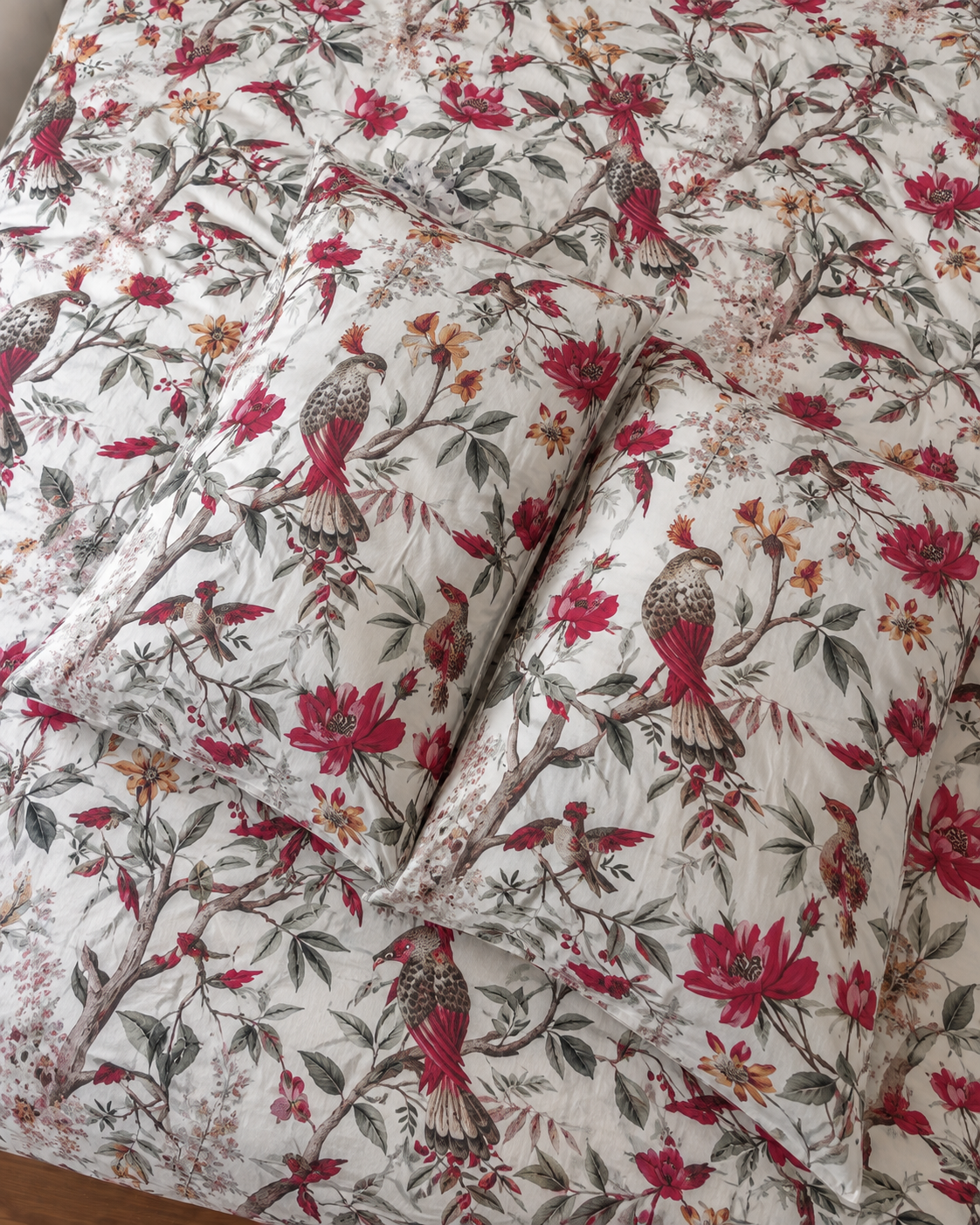 Floral Bird & Botanical Print Bedsheet