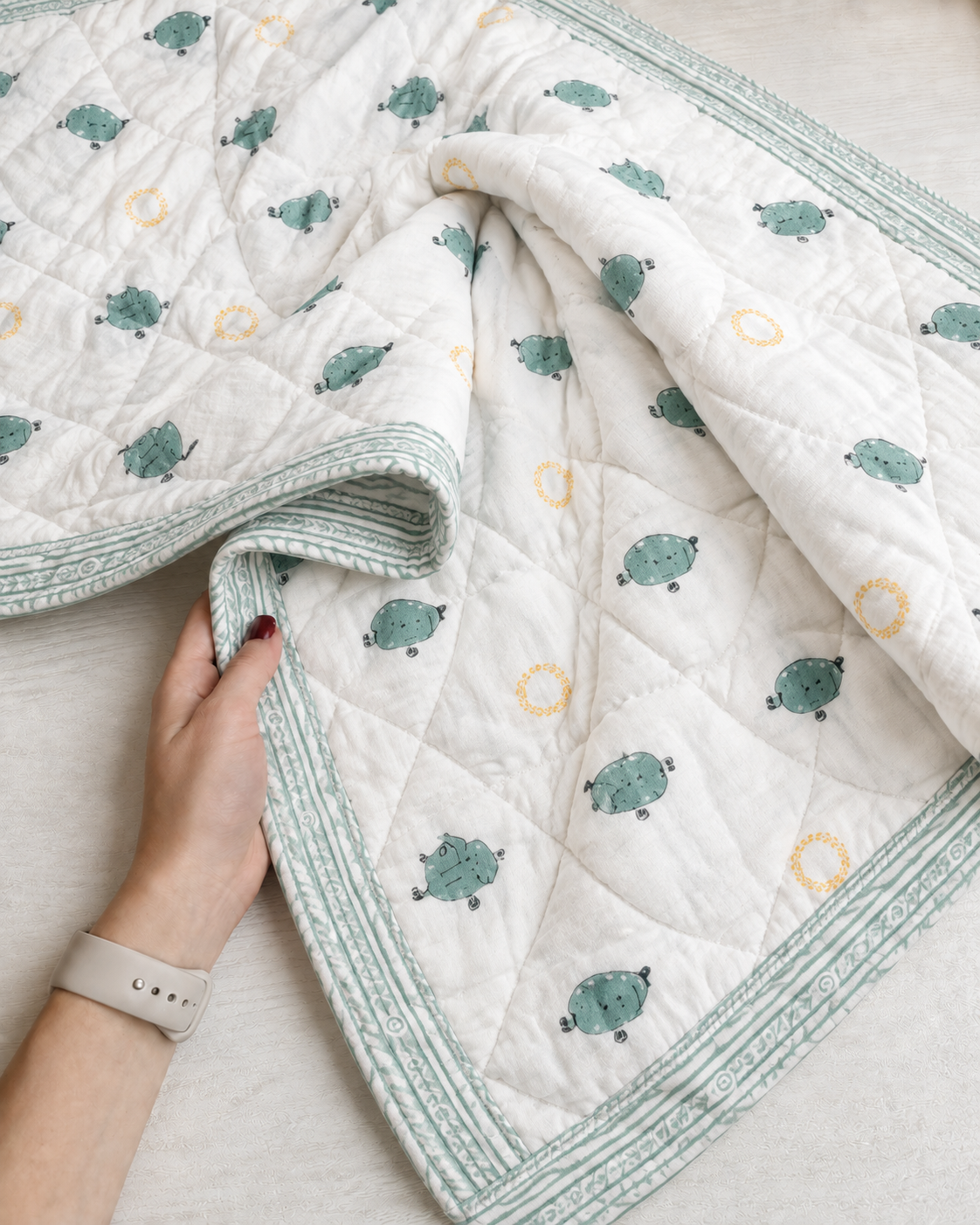 Cotton Shark Print Baby Quilt