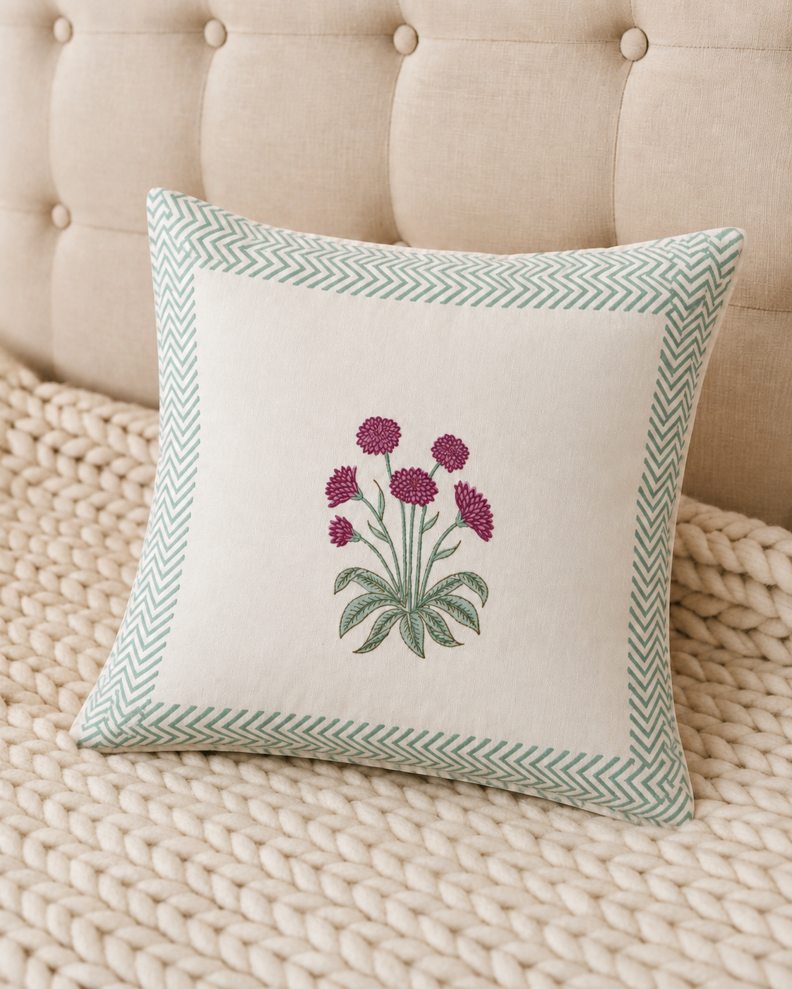 Ivory Blossom Cotton Cushion Covers – Set of 5
