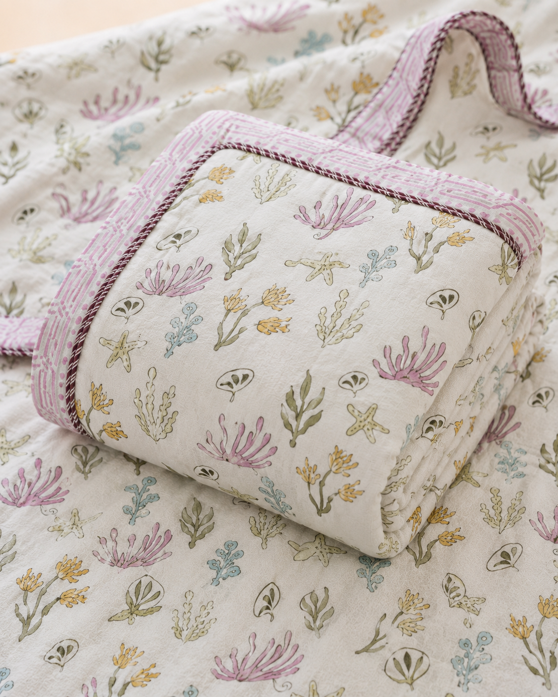Little Meadow Hand Block Printed Pure Cotton Kids Dohar – Reversible