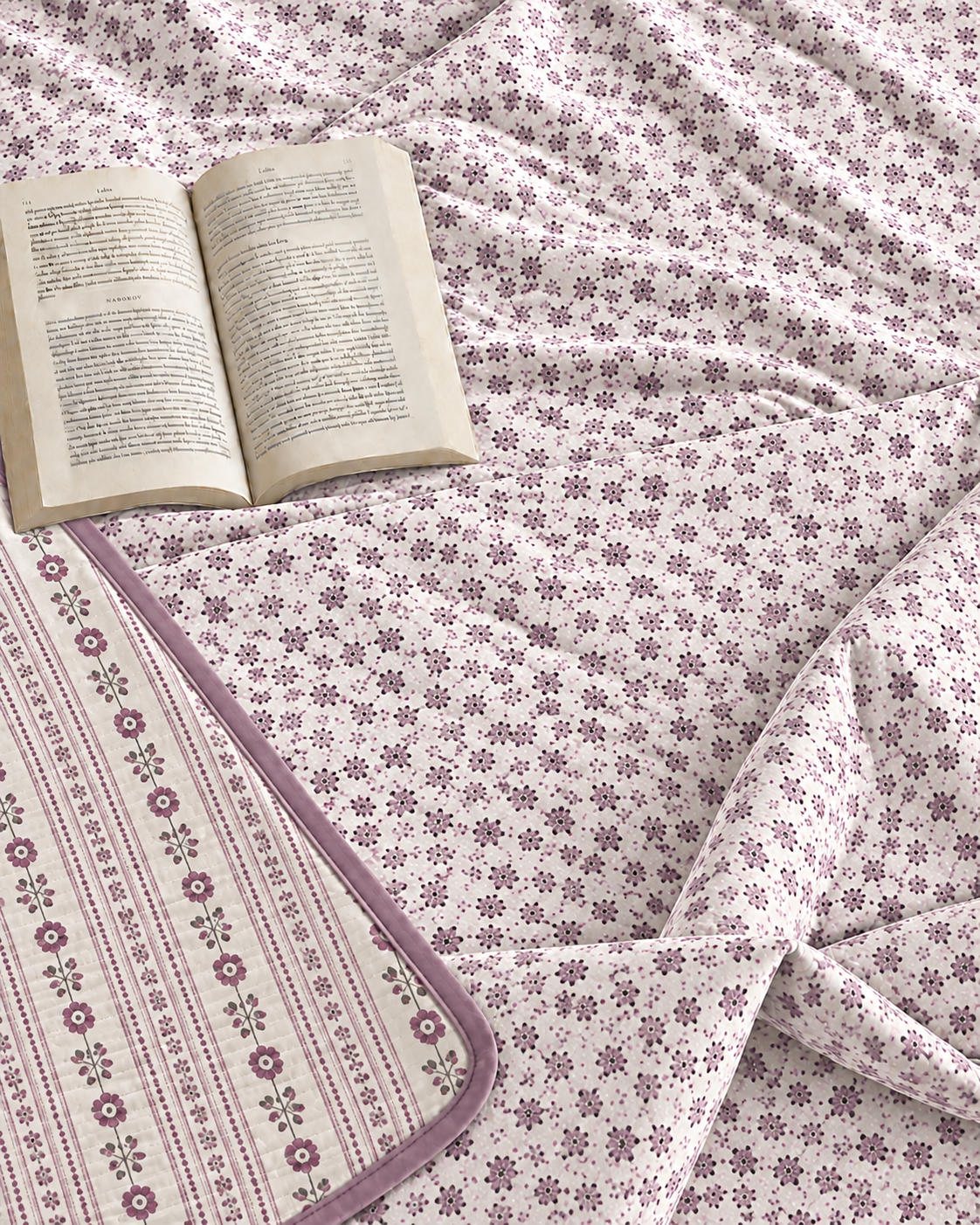 Purple Floral Reversible Double Bed Dohar