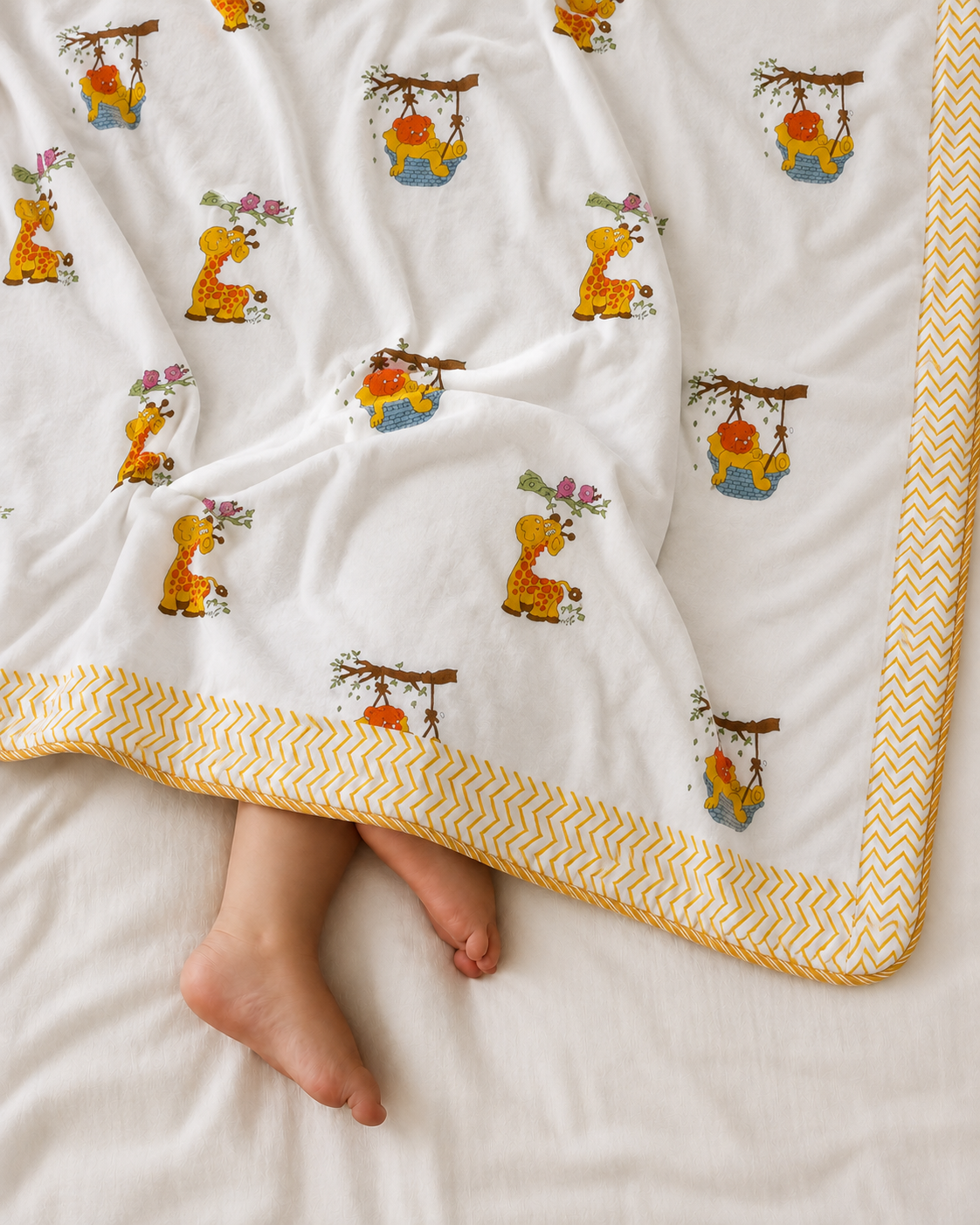 Little Safari Hand Block Printed Pure Cotton Kids Dohar – Reversible
